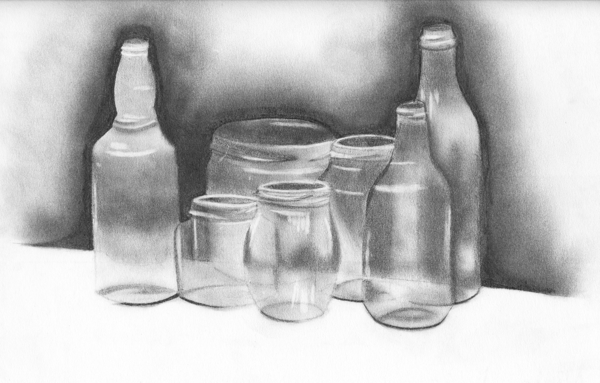 Glasses, Charcoal Drawing